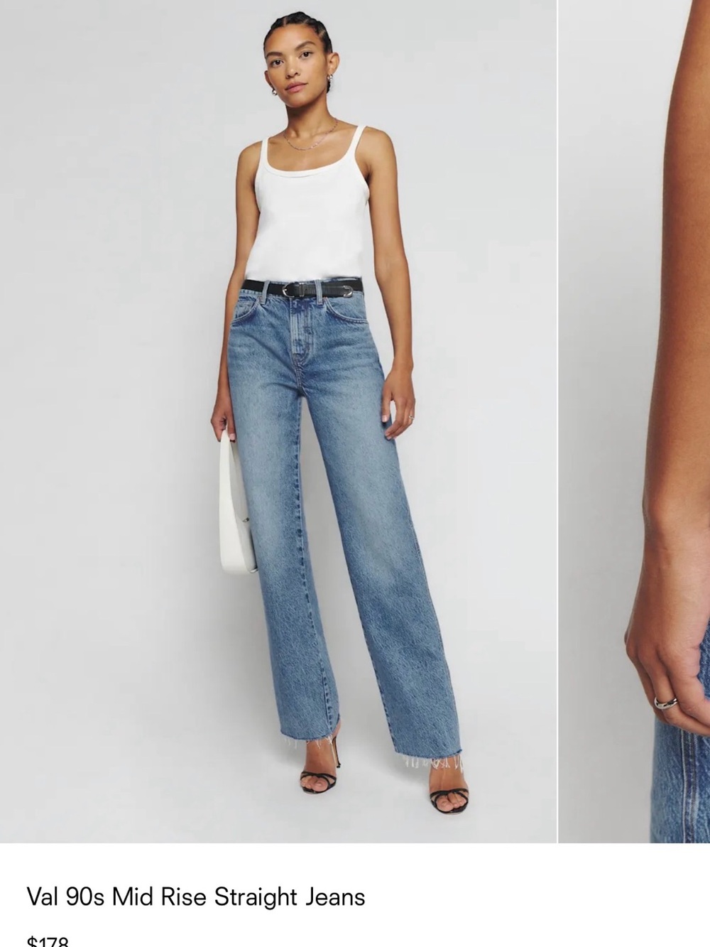 Reformation Val 90s Mid Rise Straight Jeans in Colorado Blue